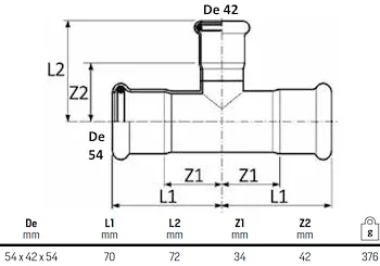 Tee ridotto d. 54-42-54 codice prod: DSV07600 product photo Foto1 L2