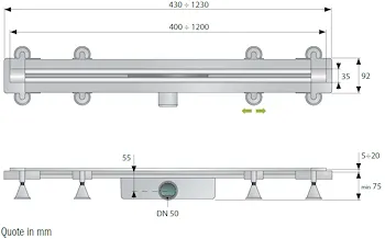 Set griglia inox,ritagliabile su misura l.400-1200mm x sc.doccia a pavim. codice prod: DSV17118 product photo Foto1 L2
