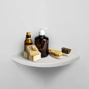 Easy Shelf doppia mensola doccia multiuso angolare a scomparsa in marmo resina silk light product photo Foto4 L2