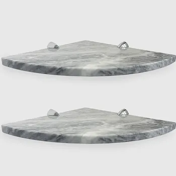 Quick Shelf 2 mensole angolari in marmo naturale bardiglio lucido cm 22,9 con 4 reggimensola codice prod: BARA2QLU15 product photo Default L2