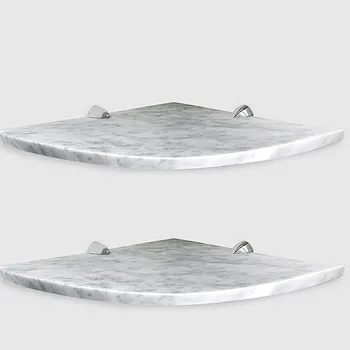 Quick Shelf 2 mensole angolari in marmo naturale bianco carrara lucido cm 22,9 con 4 reggimensola codice prod: BCAA2QLU15 product photo Default L2