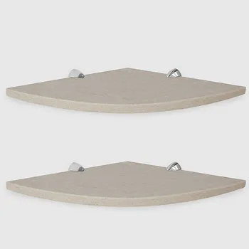 Quick Shelf 2 mensole angolari in marmo naturale sabbia chiara mat cm 22,9 con 4 reggimensola codice prod: SBHA2QMA15 product photo Default L2
