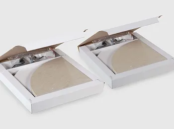 Quick Shelf 2 mensole angolari in marmo naturale sabbia chiara mat cm 22,9 con 4 reggimensola codice prod: SBHA2QMA15 product photo Foto1 L2