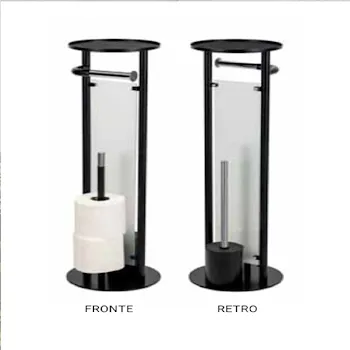 Clever piantana con 2 porta rotoli e porta scopino nero codice prod: A113002NR product photo Foto4 L2