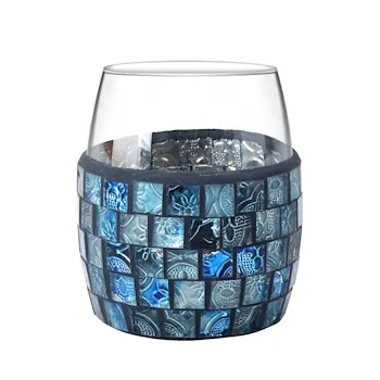 Crystal bicchiere vetro mosaico blu codice prod: QF9100BL product photo Default L2