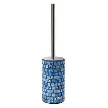 Crystal portascopino vetro mosaico blu con manico con coperchio cromato codice prod: QF9140BL product photo Default L2