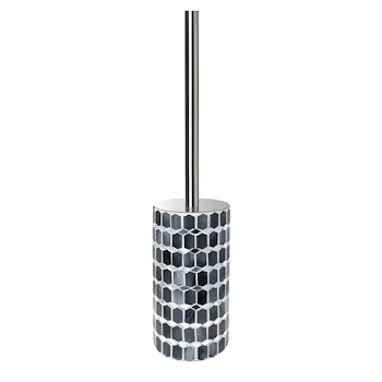 Melody porta scopino da appoggio in vetro mosaico grigio e nero codice prod: QF8140GR product photo Default L2