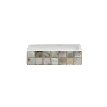 Perl porta sapone da appoggio in poliresina mosaico bianco codice prod: QD9110MA product photo Default L2