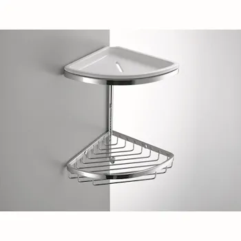 Griglia doppia porta oggetti doccia angolare con vaschetta e gancio cromata codice prod: B96010CR-CBL product photo Default L2