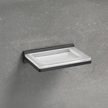 Look porta sapone a parete vetro acidato naturale grafite codice prod: B16010GL-VAN product photo Default L2