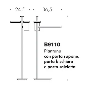 Piantana porta sapone/salviette/bicchiere cromato units b9110 codice prod: B91100CR product photo Foto1 L2