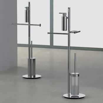 Planets piantana con dispenser sapone porta salviette 22 cm, rotolo e porta scopino cromata codice prod: B98190CR product photo Foto2 L2