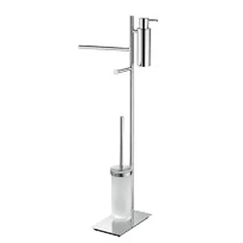 Square piantana con dispenser sapone, porta salviette, porta rotolo destra e porta scopino cromata codice prod: B99180CR product photo Default L2