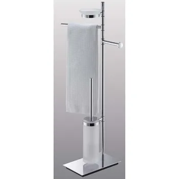 Square piantana con porta sapone, porta rotolo, porta scopino e porta salviette cromata codice prod: B99030CR product photo Default L2