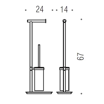 Square piantana con porta scopino e porta rotolo cromata codice prod: B99040CR product photo Foto1 L2