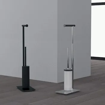 Square piantana con porta scopino e porta rotolo cromata codice prod: B99040CR product photo Foto2 L2