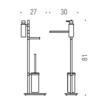 Square piantana con spandisapone, porta salviette, porta rotolo destra e porta scopino cromata codice prod: B99180CR product photo Foto1 L2