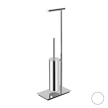 Square piantana porta rotolo e porta scopino bianco opaco codice prod: B99070BM product photo Default L2