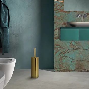 Jack porta scopino wc da terra con ciuffo in setole oro spazzolato codice prod: 000013348800000 product photo Foto1 L2