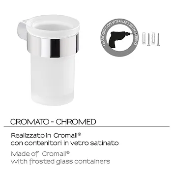 Pirenei bicchiere portaspazzolini cromato con vetro satinato codice prod: 0000PI101300000 product photo Foto6 L2