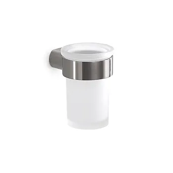 Pirenei bicchiere portaspazzolinia parete cromato spazzolato con vetro satinato codice prod: 0000PI103800000 product photo Default L2