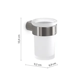 Pirenei bicchiere portaspazzolinia parete cromato spazzolato con vetro satinato codice prod: 0000PI103800000 product photo Foto1 L2