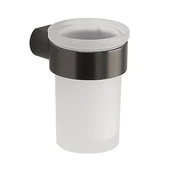 Pirenei bicchiere portaspazzolinia parete grigio lucido con vetro satinato codice prod: 0000PI108100000 product photo Default L2