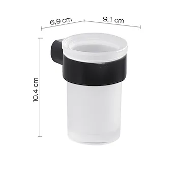 Pirenei bicchiere portaspazzolinia parete nero opaco con vetro satinato codice prod: 0000PI101400000 product photo Foto3 L2