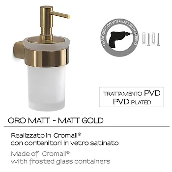 Pirenei dispenser sapone a parete oro opaco e vetro satinato codice prod: 0000PI818800000 product photo Foto2 L2