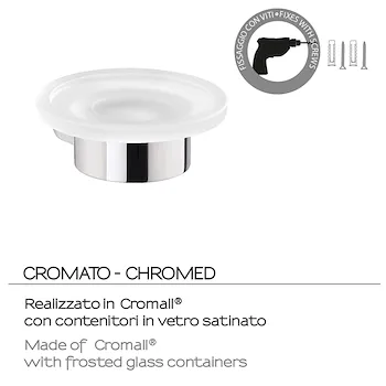 Pirenei portasapone cromato con contenitore in vetro satinato codice prod: 0000PI111300000 product photo Foto2 L2