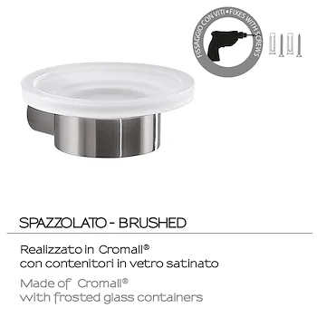 Pirenei portasapone cromato spazzolato con contenitore in vetro satinato codice prod: 0000PI113800000 product photo Foto2 L2
