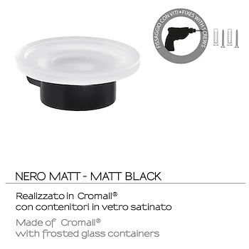 Pirenei portasapone nero opaco con contenitore in vetro satinato codice prod: 0000PI111400000 product photo Foto2 L2