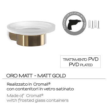 Pirenei portasapone oro opaco con contenitore in vetro satinato codice prod: 0000PI118800000 product photo Foto2 L2