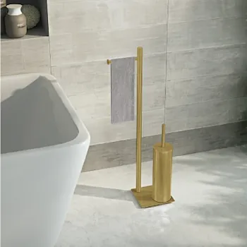 Trilly piantana porta salviette 2 bracci e porta scopino oro spazzolato codice prod: 0000TR328800000 product photo Foto1 L2