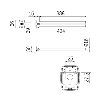Export portasalviette doppio a snodo cromato codice prod: A22150CR003 product photo Foto1 L2
