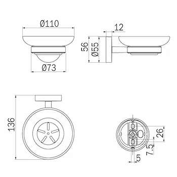 Forum porta sapone parete vetro satinato cromato codice prod: A36110CR21 product photo Foto1 L2