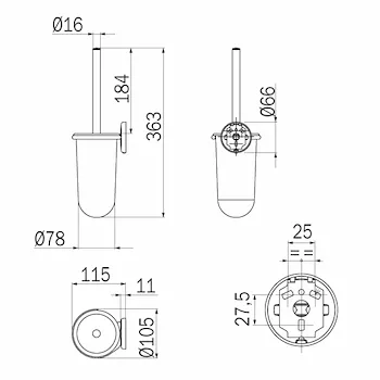 Hotellerie a04140 porta scopino parete cromato codice prod: A04140CR product photo Foto1 L2