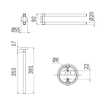 Touch portasalviette a parete doppio a snodo finitura cromo codice prod: A46150CR product photo Foto1 L2