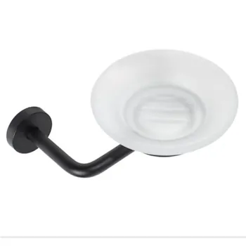 Tito portasapone in vetro a parete nero codice prod: 7417N product photo Default L2