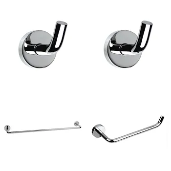 Tito set 4 pz due appendini, porta salviette e porta rotolo a parete cromato codice prod: 74SET-KK product photo Default L2