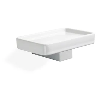 Gea porta sapone in ceramica con supporto con supporto cromato codice prod: 000GE0908 product photo Default L2