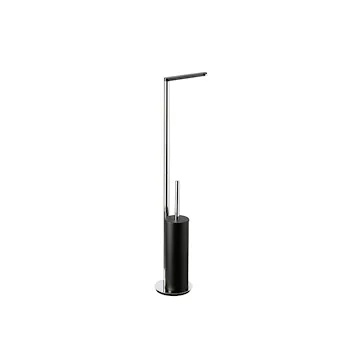 Living piantana con porta rotolo e porta scopino da appoggio nero cromato codice prod: 000LV2005 product photo Default L2