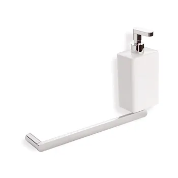Living porta salviette con dispenser sapone in ceramica a parete cromato codice prod: 000LV69D08 product photo Default L2