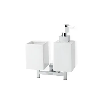 Urania dosatore con bicchiere a parete bianco e cromato codice prod: 000U14D08 product photo Default L2
