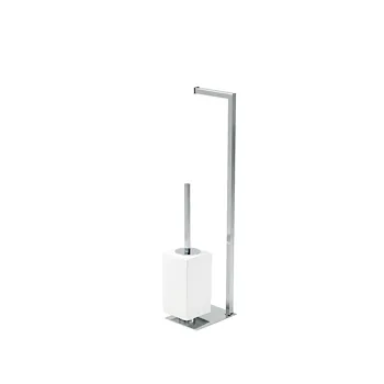 Urania piantana porta rotolo e porta scopino da appoggio bianco e cromato codice prod: 000U2008 product photo Default L2