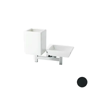 Urania porta sapone con bicchiere a parete base nera codice prod: 000U1423 product photo Default L2