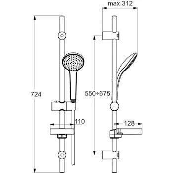 Idrealrain saliscendi doccetta 3 getti cromata codice prod: B9419AA product photo Foto1 L2