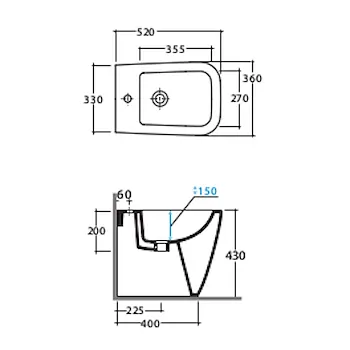 Stone bidet a terra bianco lucido monoforo con fissaggi nascosti codice prod: ST010BI product photo Foto1 L2