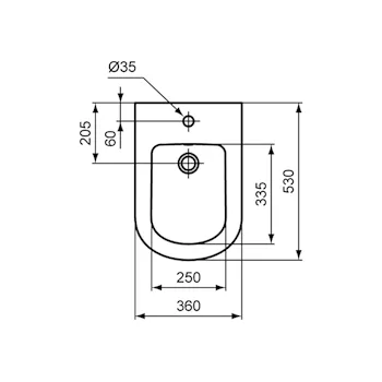 Gemma2 bidet sospeso bianco lucido monoforo codice prod: J003101 product photo Foto2 L2