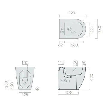 Bidet a pavimento monoforo 52x36 bianco matt serie Dream codice prod: 7328MT product photo Foto1 L2